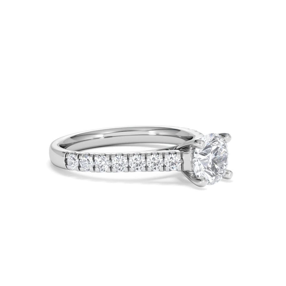 Natalia Lab Diamond Engagement Side Stone Ring 18KW Gold 1.50CT F/VS1
