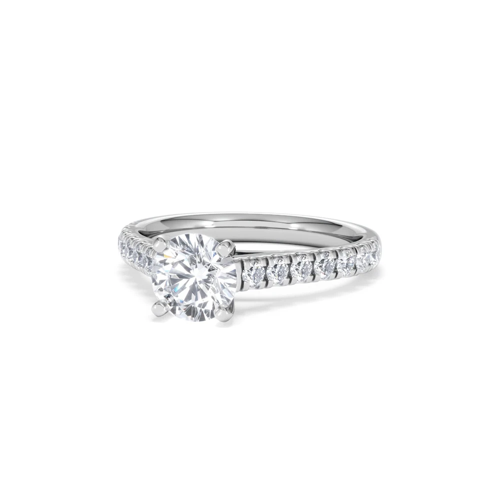 Natalia Lab Diamond Engagement Side Stone Ring 18KW Gold 1.50CT F/VS1