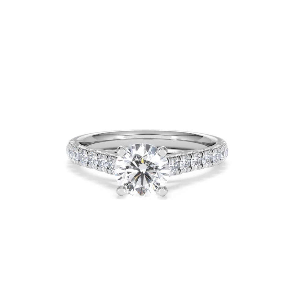 Natalia Lab Diamond Engagement Side Stone Ring 18KW Gold 1.50CT F/VS1