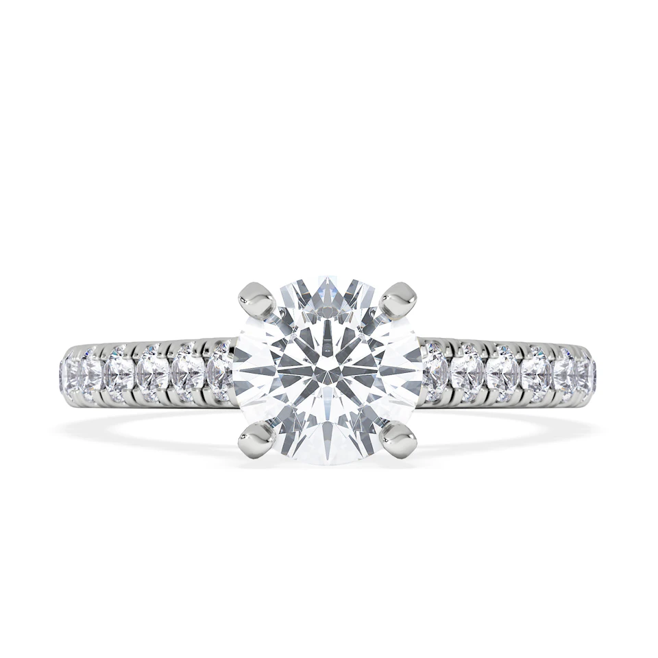 Natalia Lab Diamond Engagement Side Stone Ring 18KW Gold 1.50CT F/VS1