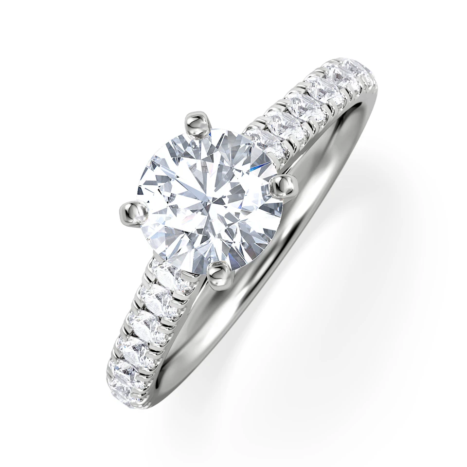 Natalia GIA Diamond Engagement Side Stone Ring Platinum 1.40CT G/VS1