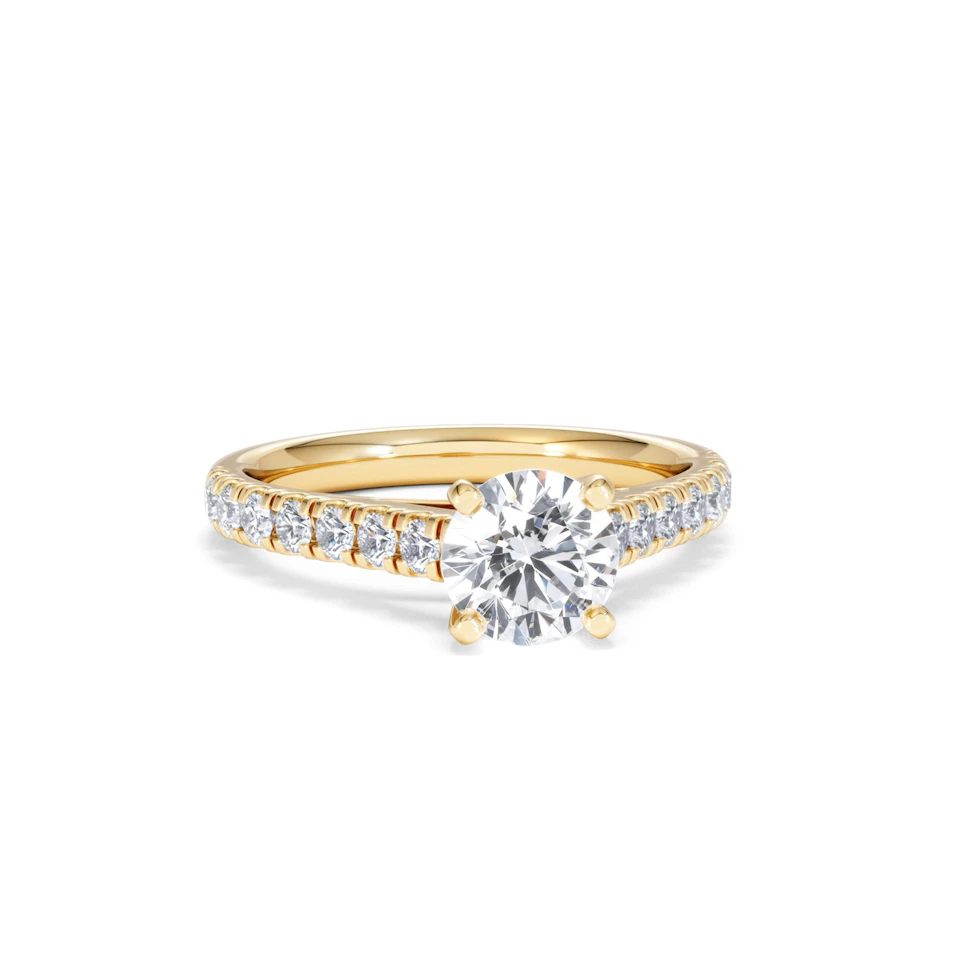 Natalia Lab Diamond Engagement Side Stone Ring 18K Gold 1.50CT F/VS1