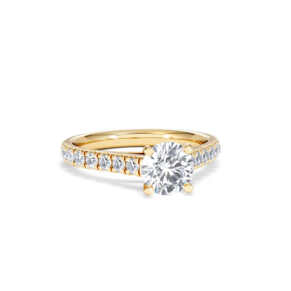 Natalia Lab Diamond Engagement Side Stone Ring 18K Gold 1.50CT F/VS1