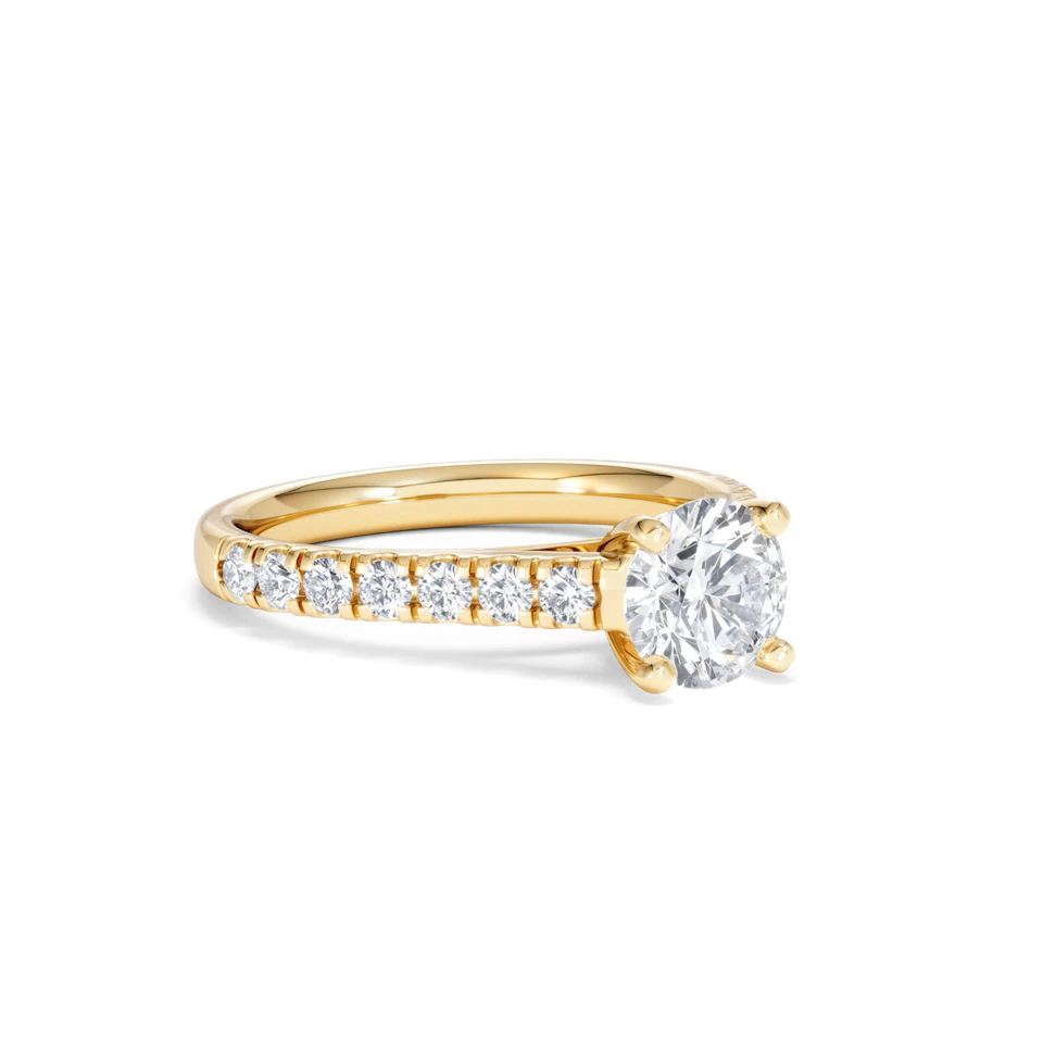 Natalia Lab Diamond Engagement Side Stone Ring 18K Gold 1.50CT F/VS1