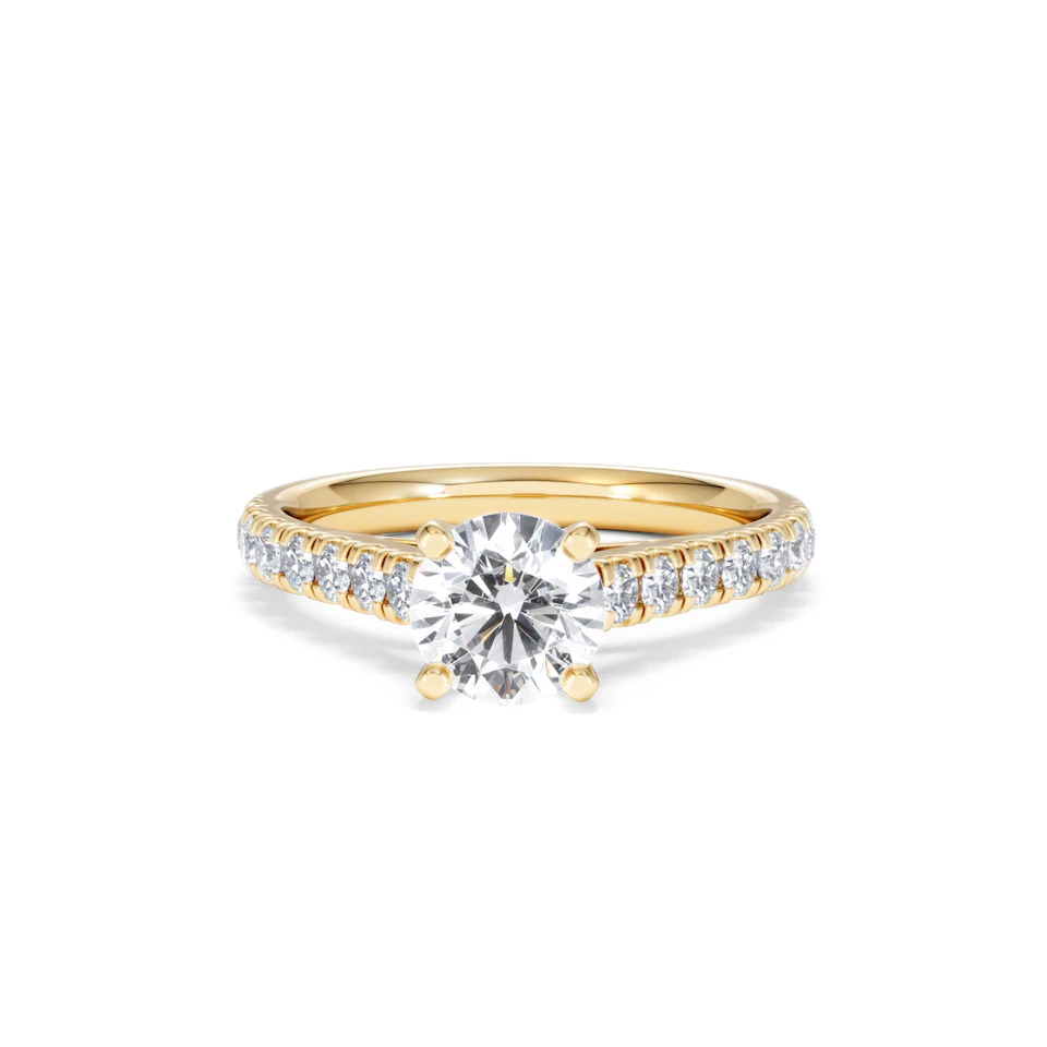 Natalia Lab Diamond Engagement Side Stone Ring 18K Gold 1.50CT F/VS1