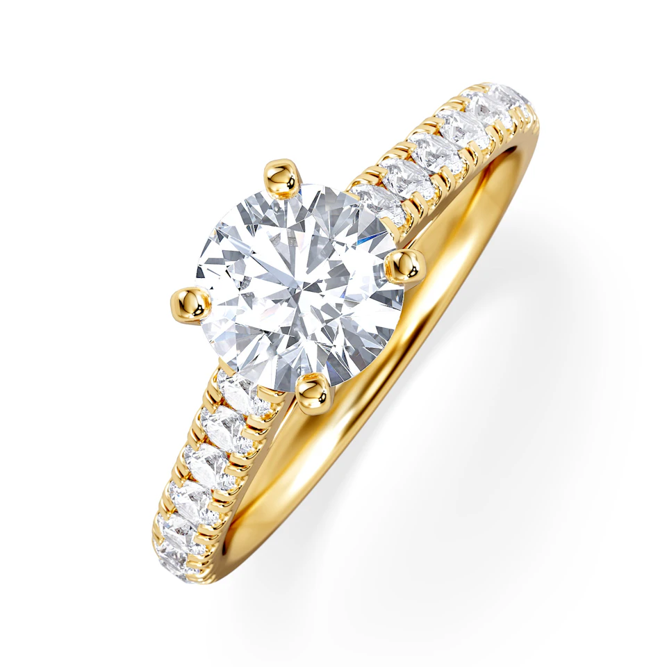 Natalia GIA Diamond Engagement Side Stone Ring 18K Gold 1.40CT G/SI2