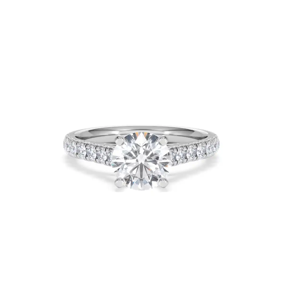 Natalia Lab Diamond Engagement Side Stone Ring 18KW Gold 2.00CT F/VS1