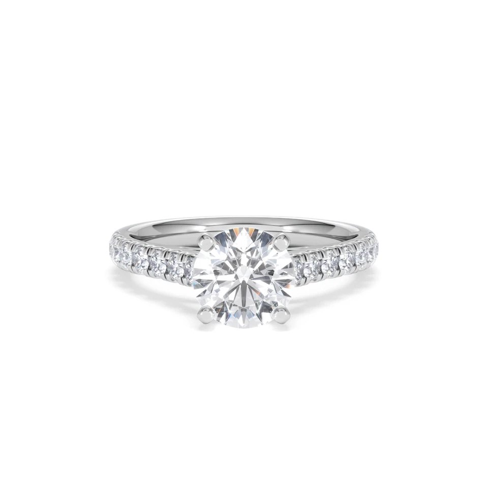 Natalia Lab Diamond Engagement Side Stone Ring Platinum 2.00CT F/VS1