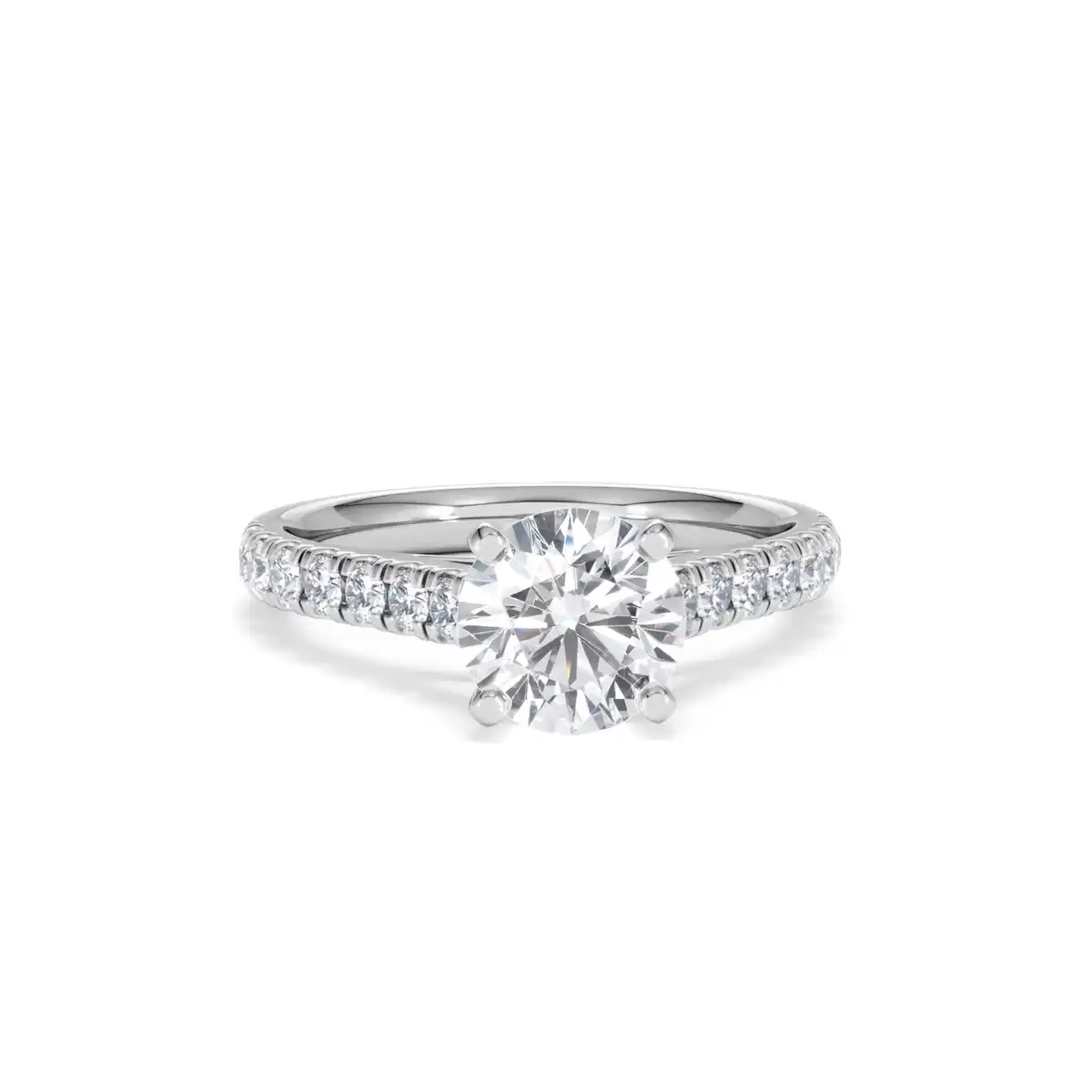 Natalia Lab Diamond Engagement Side Stone Ring 18KW Gold 2.00CT F/VS1