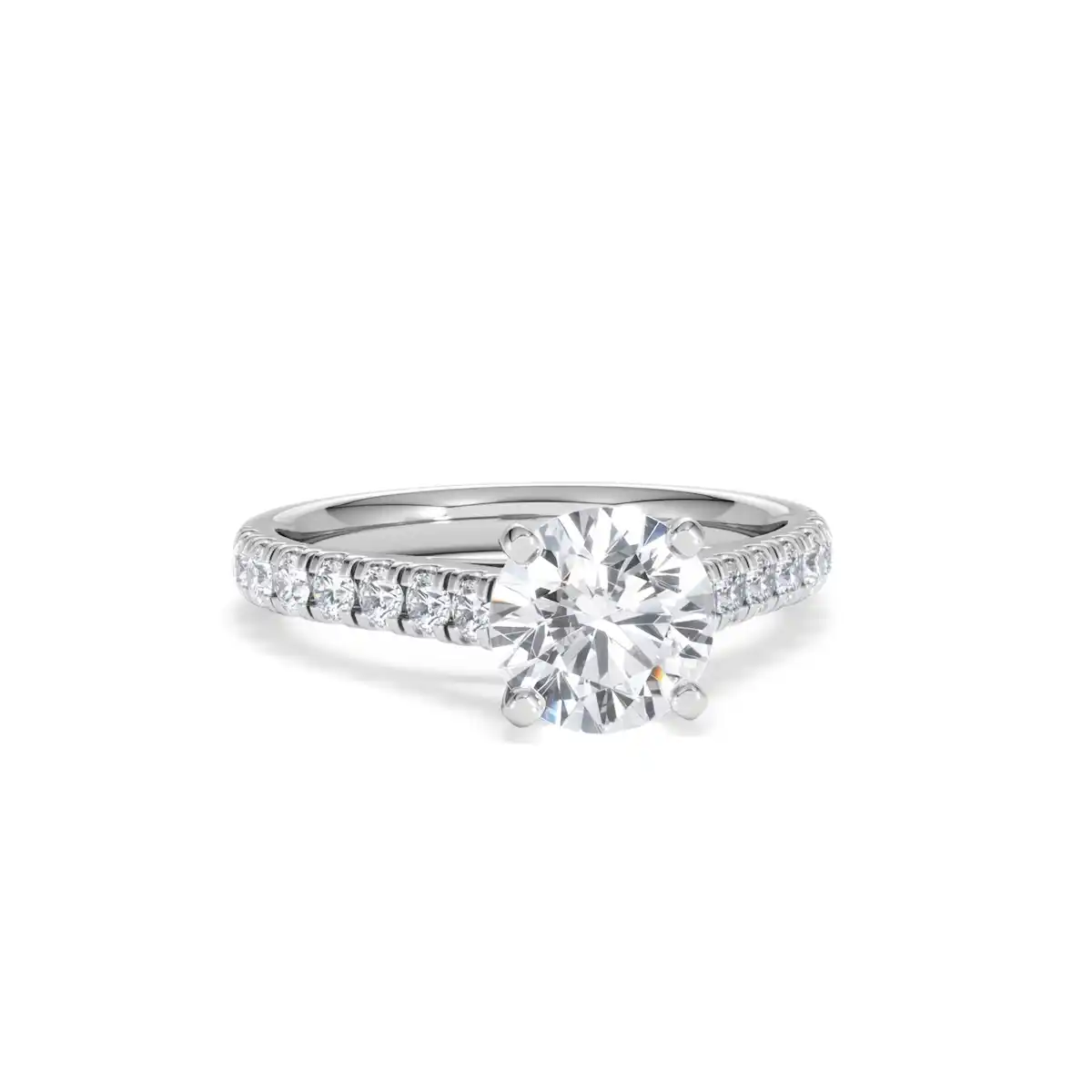 Natalia Lab Diamond Engagement Side Stone Ring 18KW Gold 2.00CT F/VS1