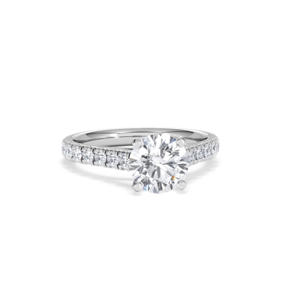 Natalia Lab Diamond Engagement Side Stone Ring Platinum 2.00CT F/VS1