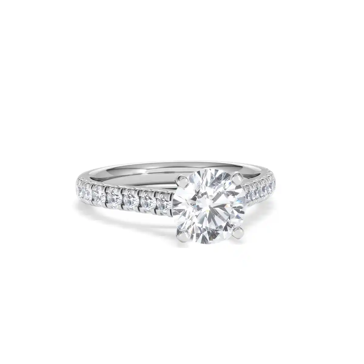 Natalia Lab Diamond Engagement Side Stone Ring 18KW Gold 2.00CT F/VS1