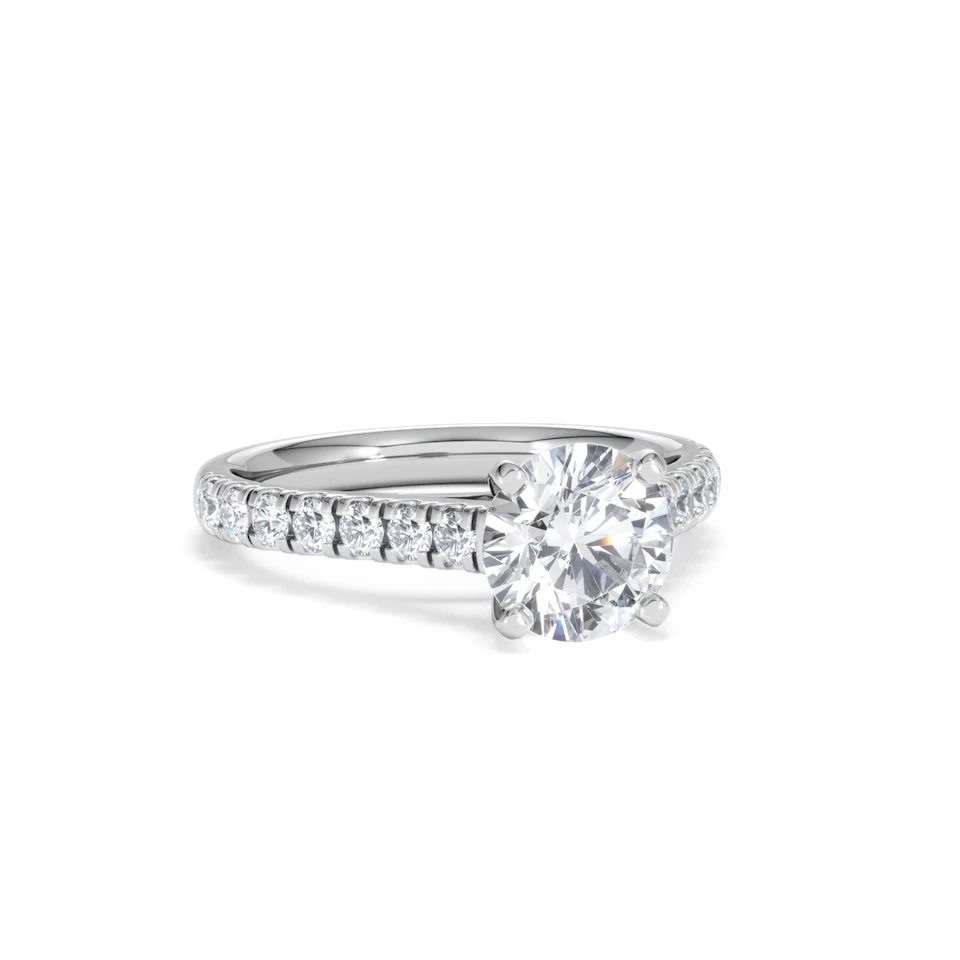 Natalia Lab Diamond Engagement Side Stone Ring 18KW Gold 2.00CT F/VS1