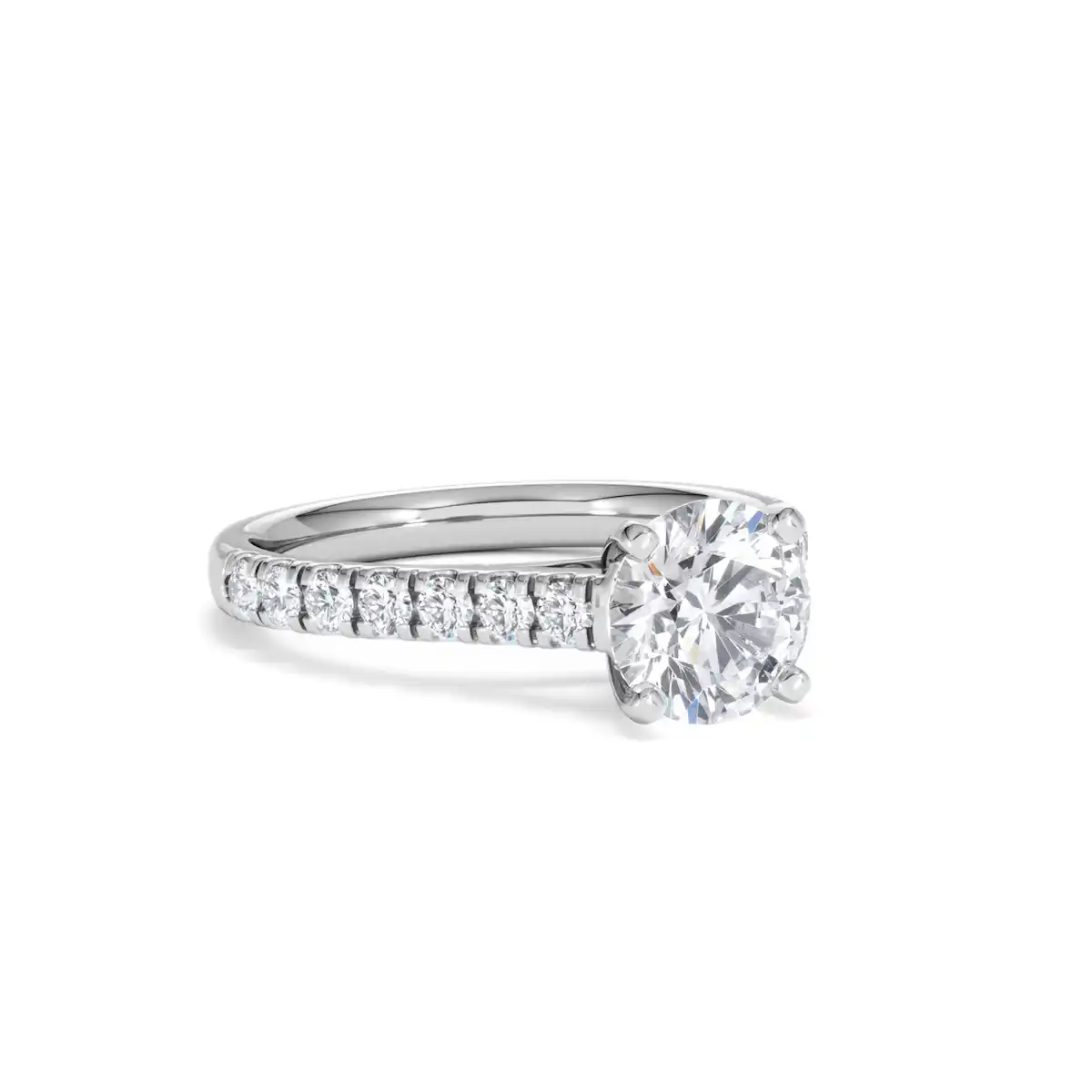 Natalia Lab Diamond Engagement Side Stone Ring 18KW Gold 2.00CT F/VS1