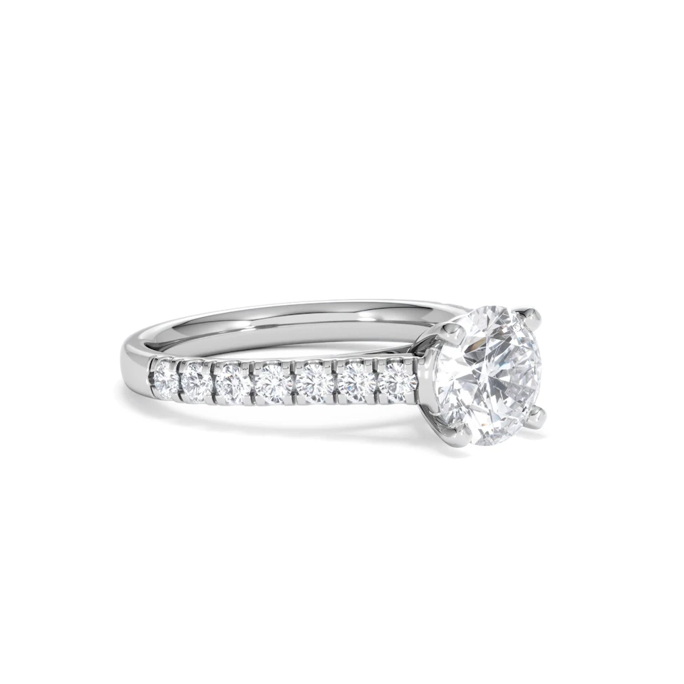 Natalia Lab Diamond Engagement Side Stone Ring 18KW Gold 2.00CT F/VS1