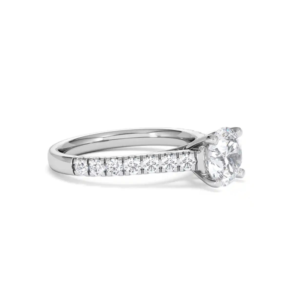 Natalia Lab Diamond Engagement Side Stone Ring 18KW Gold 2.00CT F/VS1