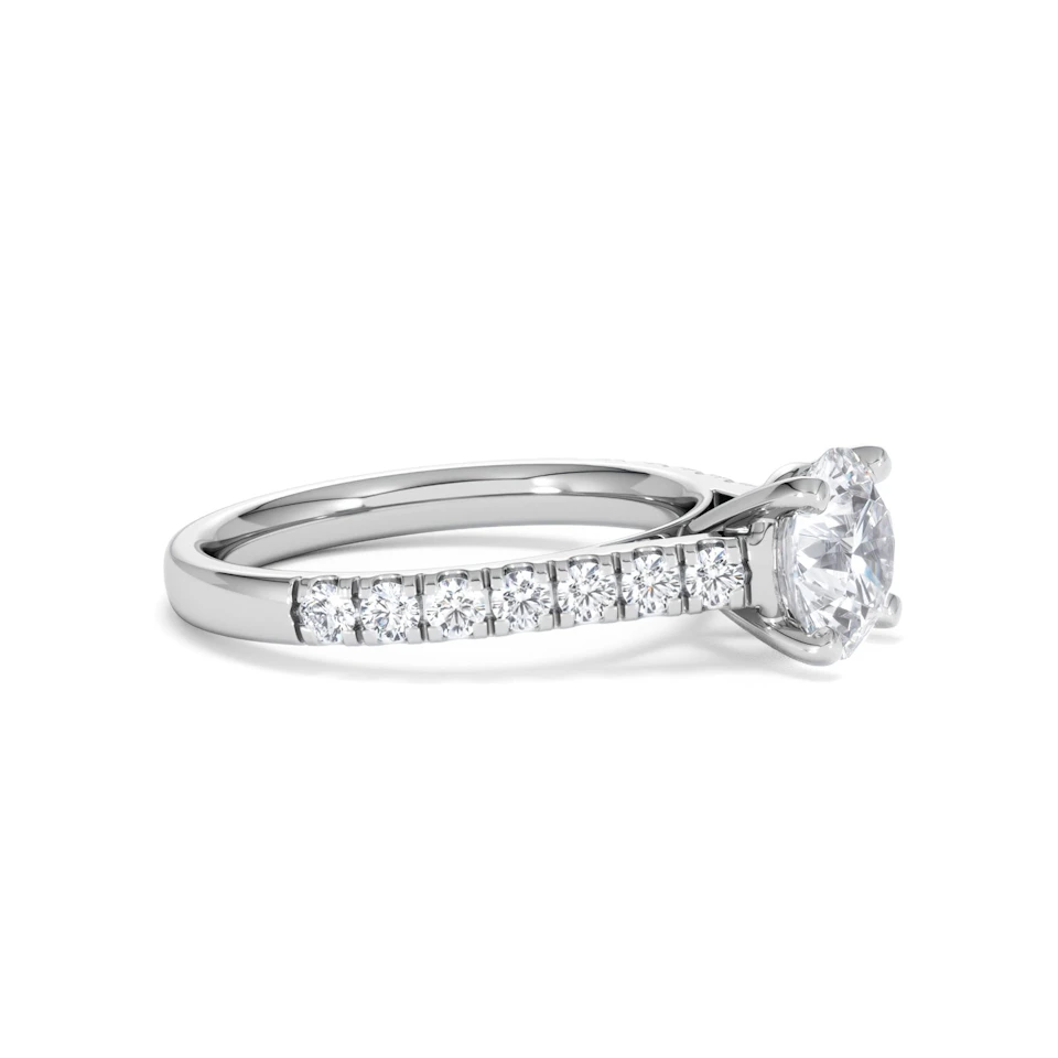 Natalia Lab Diamond Engagement Side Stone Ring 18KW Gold 2.00CT F/VS1