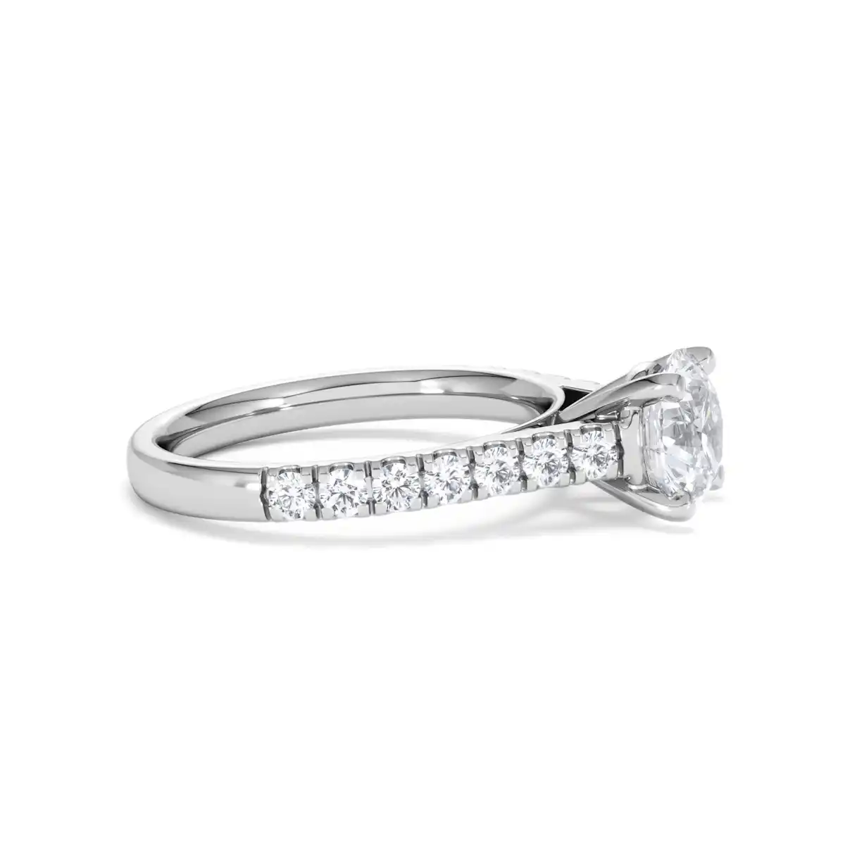 Natalia Lab Diamond Engagement Side Stone Ring 18KW Gold 2.00CT F/VS1