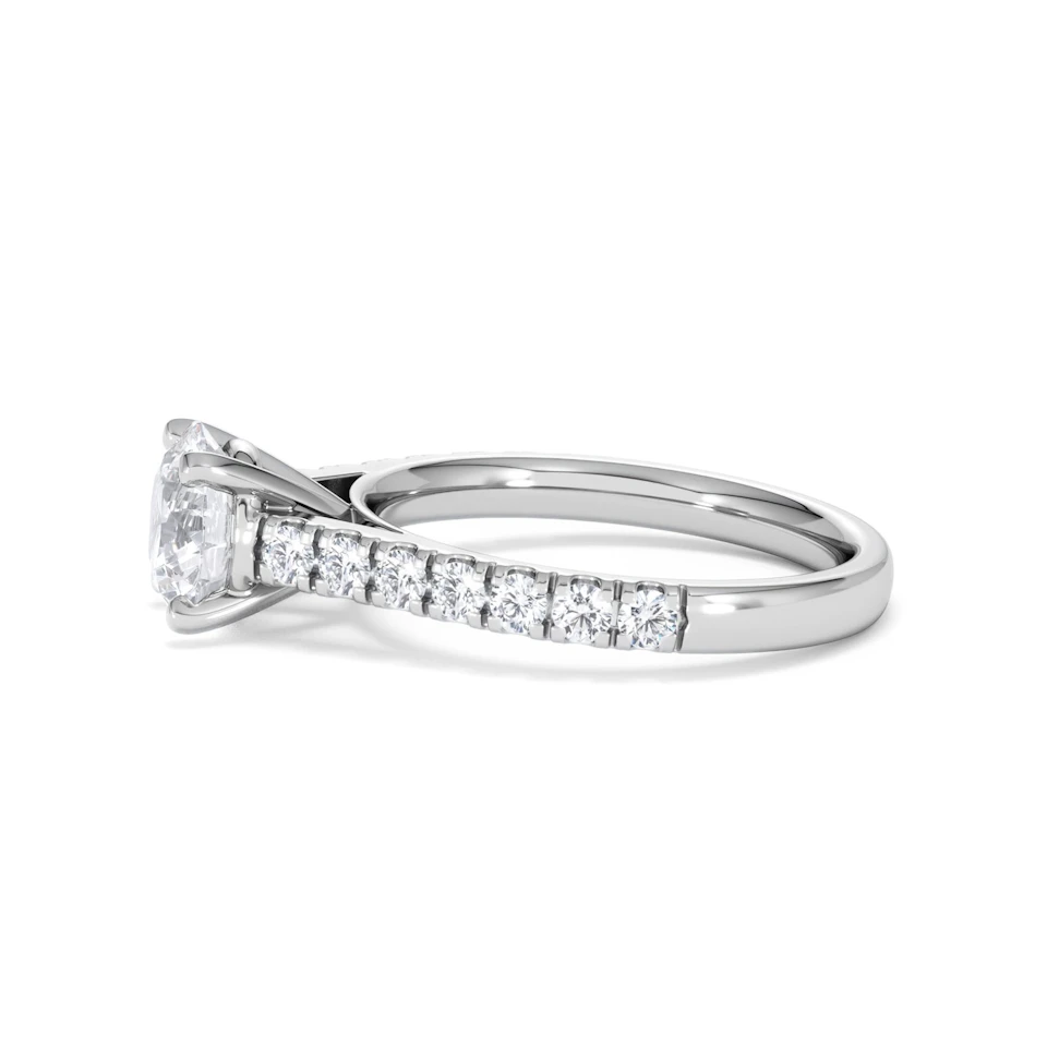Natalia Lab Diamond Engagement Side Stone Ring 18KW Gold 2.00CT F/VS1