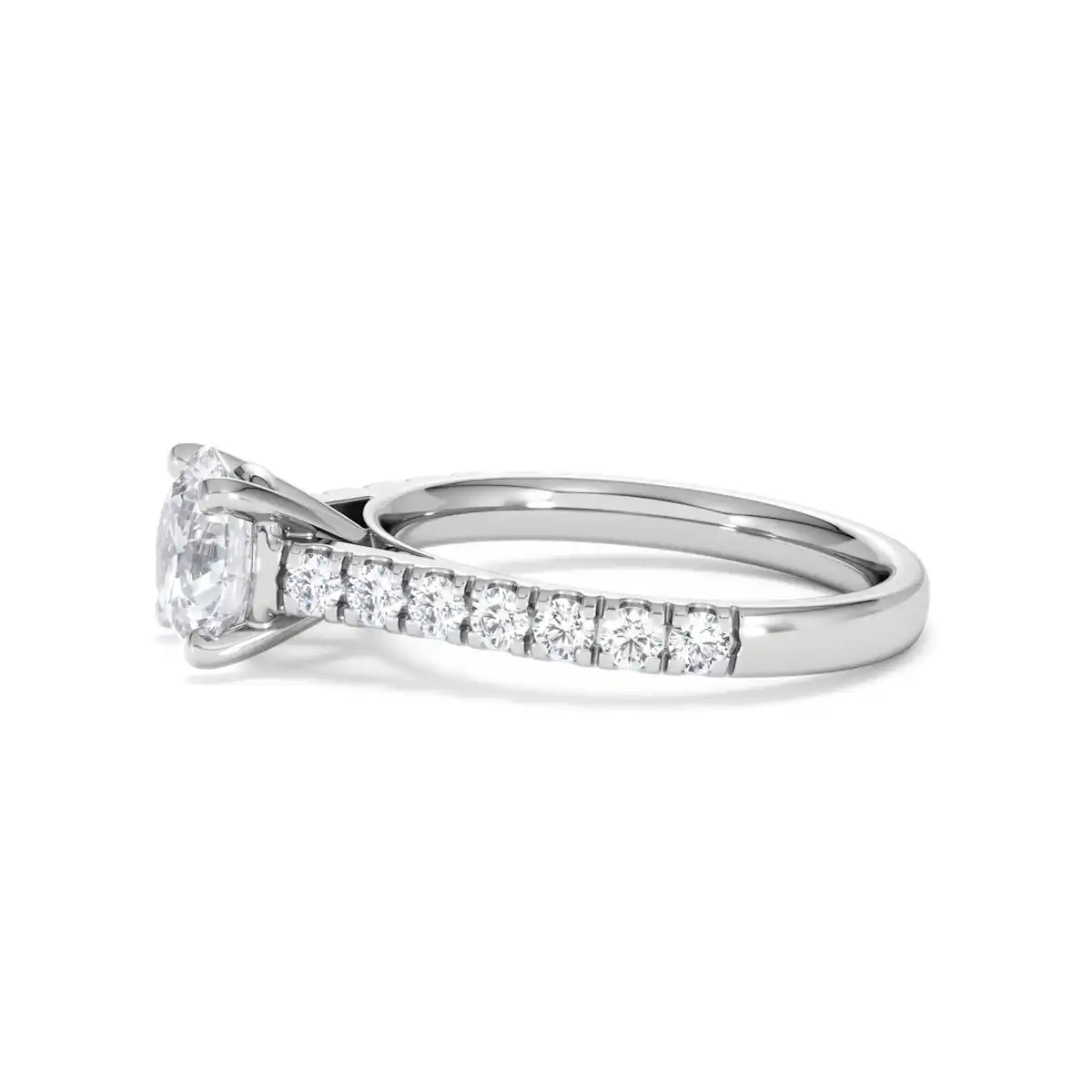 Natalia Lab Diamond Engagement Side Stone Ring 18KW Gold 2.00CT F/VS1