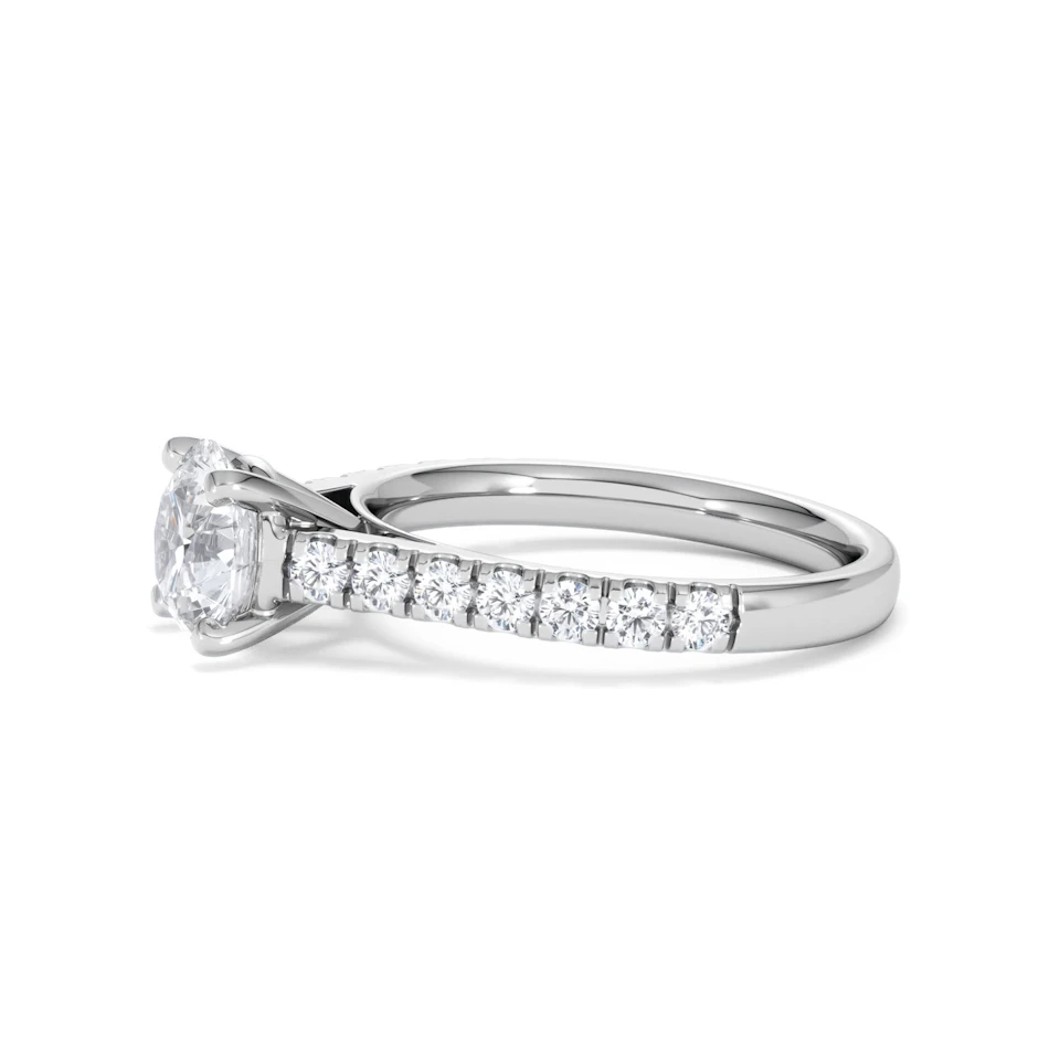 Natalia Lab Diamond Engagement Side Stone Ring 18KW Gold 2.00CT F/VS1