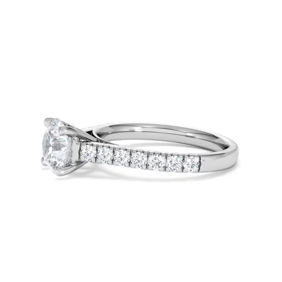 Natalia Lab Diamond Engagement Side Stone Ring 18KW Gold 2.00CT F/VS1