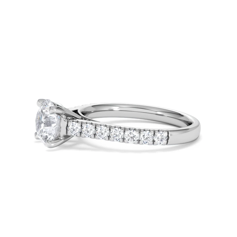 Natalia Lab Diamond Engagement Side Stone Ring Platinum 2.00CT F/VS1