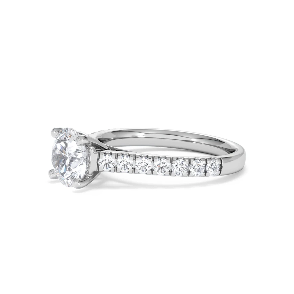 Natalia Lab Diamond Engagement Side Stone Ring 18KW Gold 2.00CT F/VS1