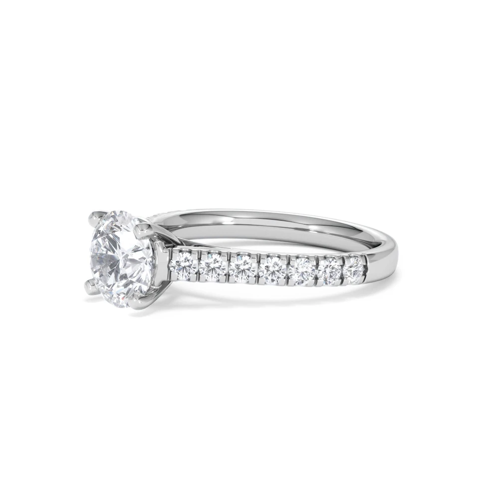 Natalia Lab Diamond Engagement Side Stone Ring 18KW Gold 2.00CT F/VS1