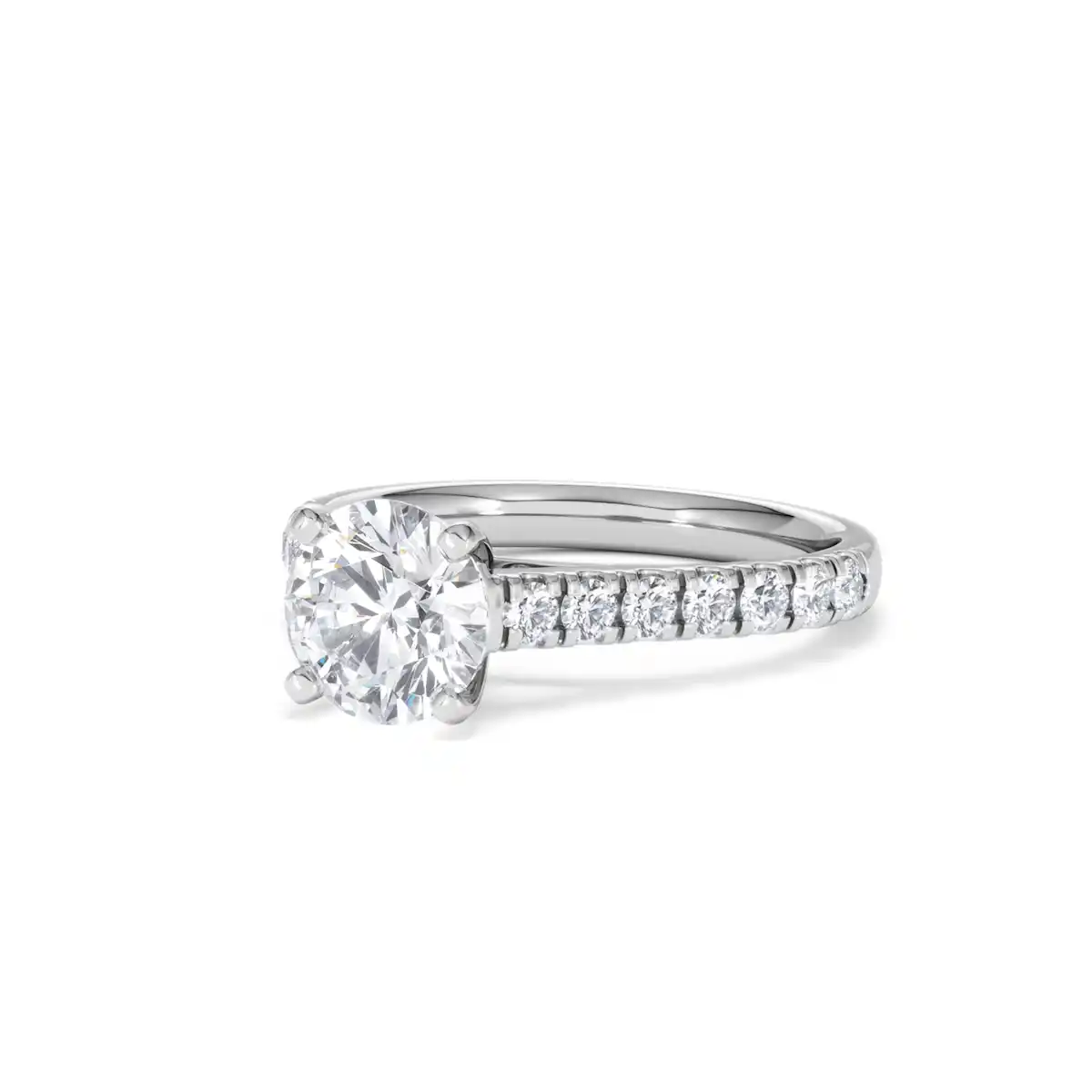 Natalia Lab Diamond Engagement Side Stone Ring 18KW Gold 2.00CT F/VS1