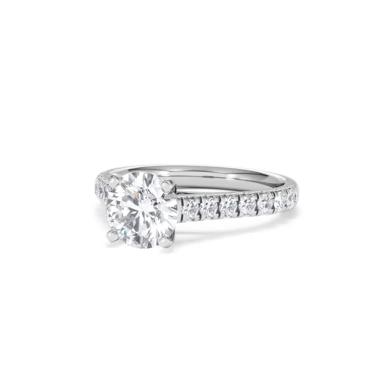 Natalia Lab Diamond Engagement Side Stone Ring 18KW Gold 2.00CT F/VS1