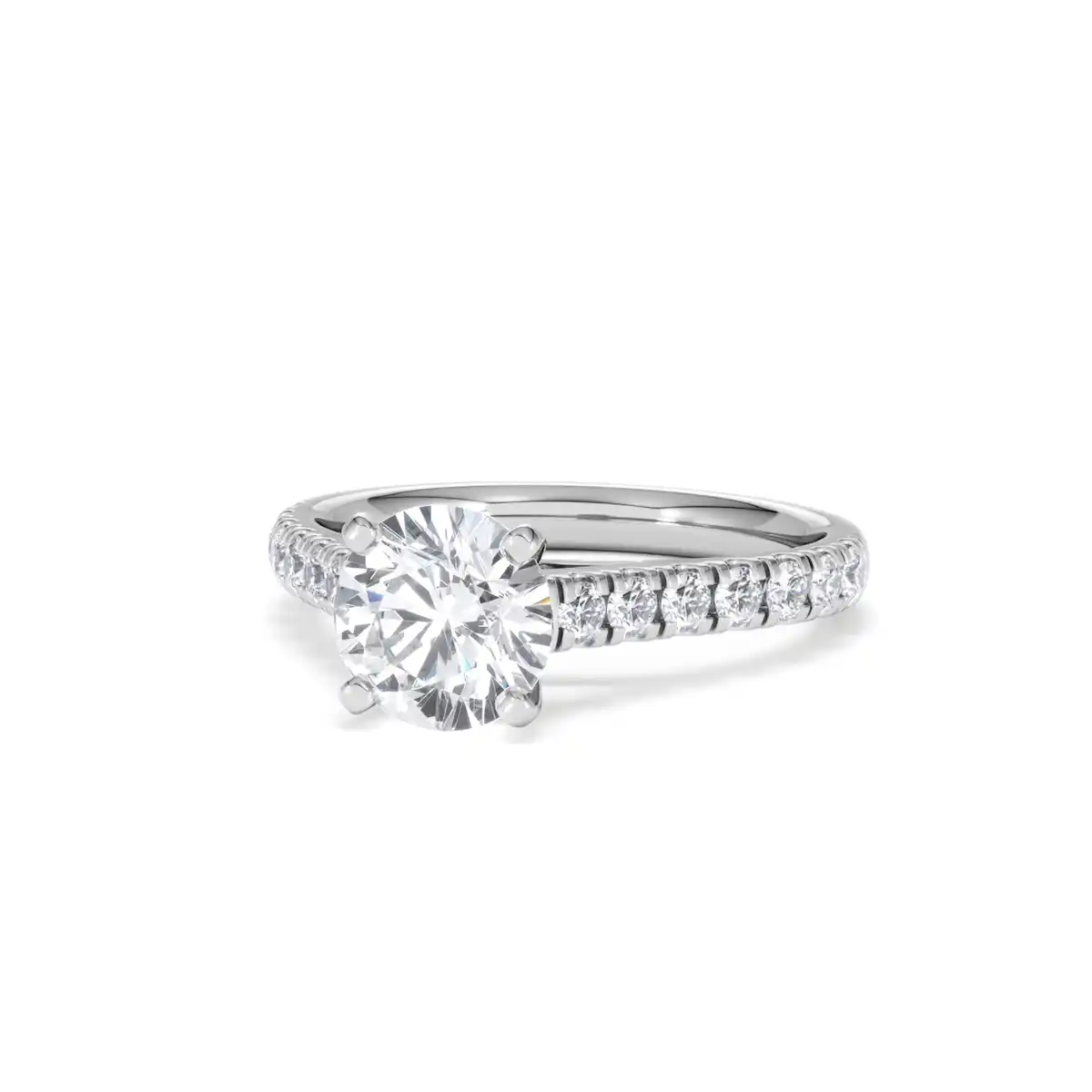 Natalia Lab Diamond Engagement Side Stone Ring 18KW Gold 2.00CT F/VS1