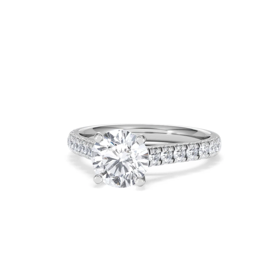 Natalia Lab Diamond Engagement Side Stone Ring 18KW Gold 2.00CT F/VS1