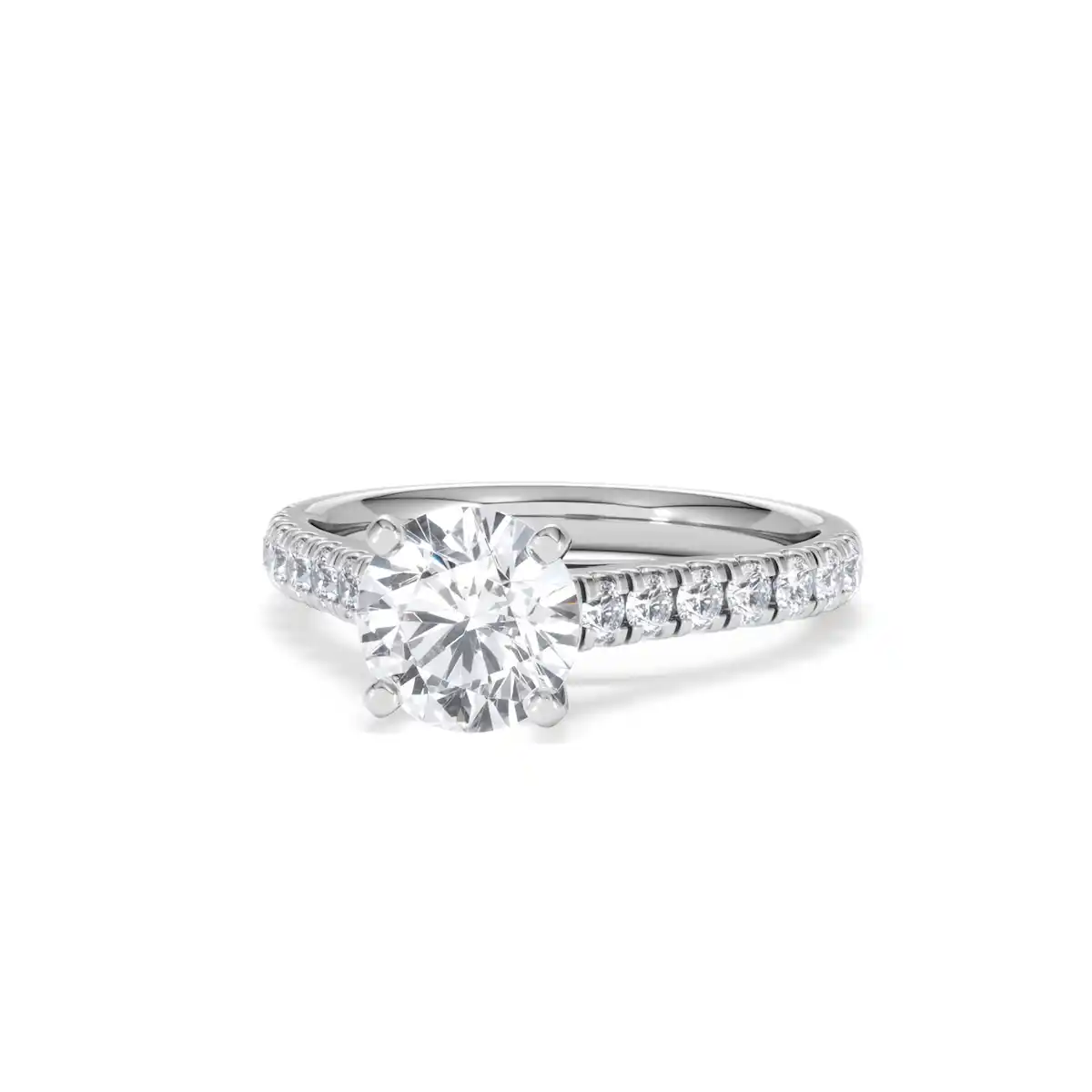 Natalia Lab Diamond Engagement Side Stone Ring 18KW Gold 2.00CT F/VS1