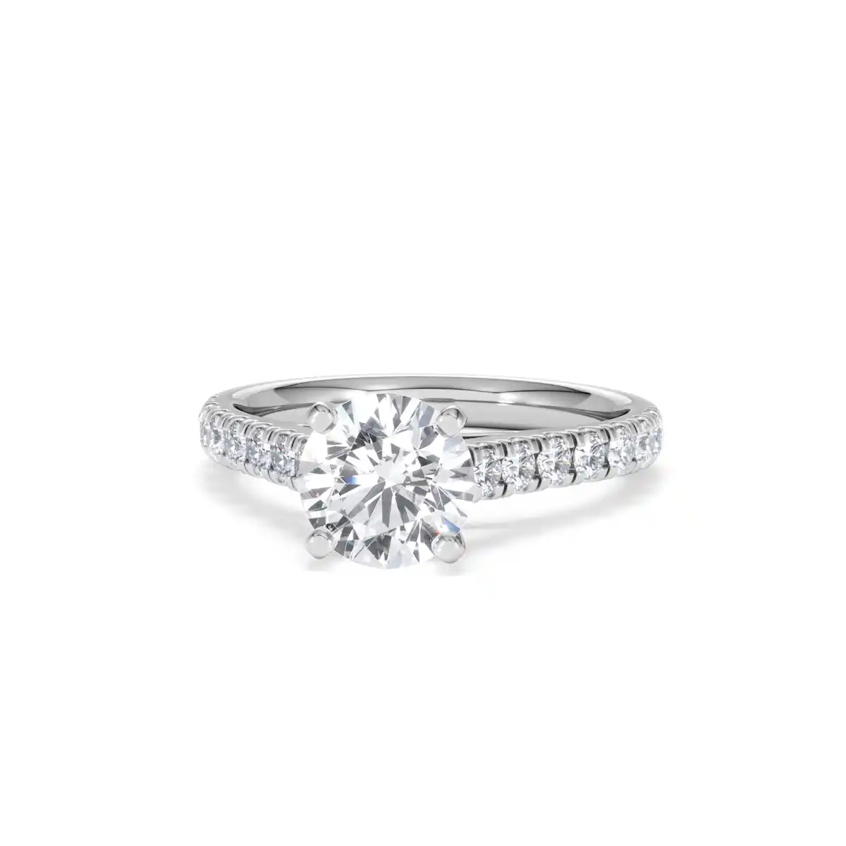 Natalia Lab Diamond Engagement Side Stone Ring 18KW Gold 2.00CT F/VS1