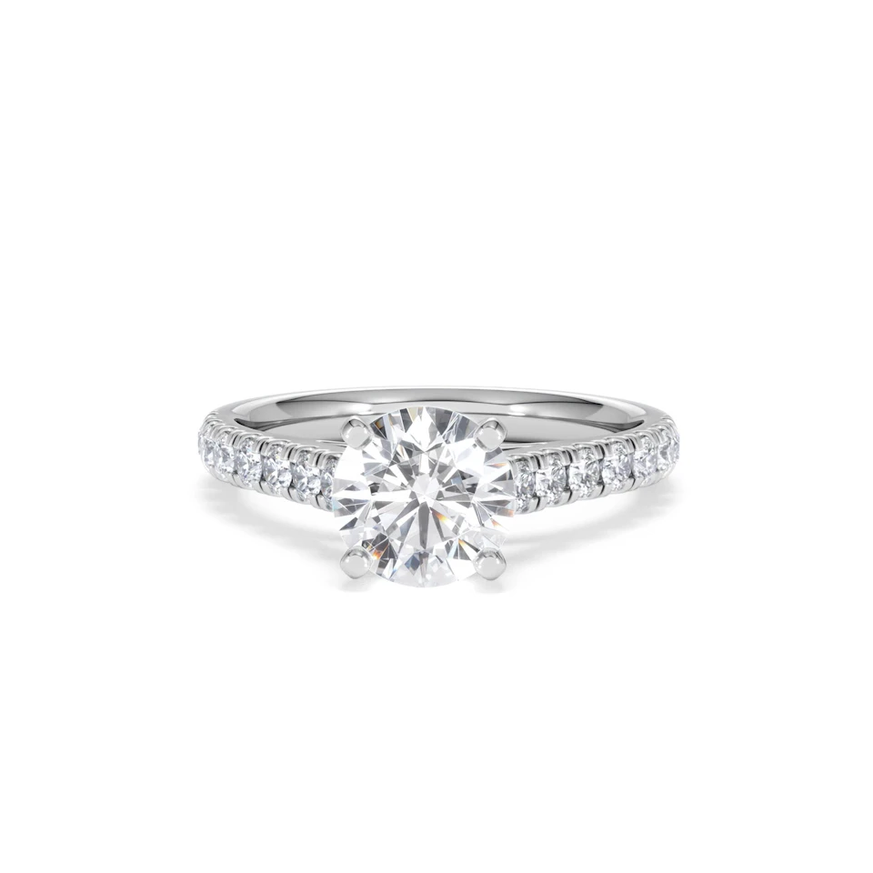 Natalia Lab Diamond Engagement Side Stone Ring 18KW Gold 2.00CT F/VS1