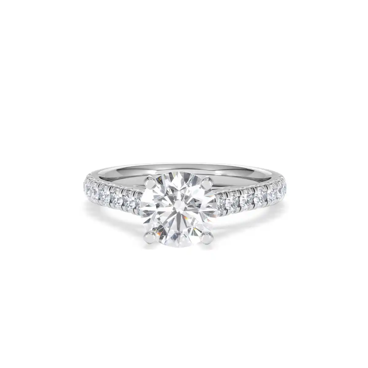 Natalia Lab Diamond Engagement Side Stone Ring 18KW Gold 2.00CT F/VS1