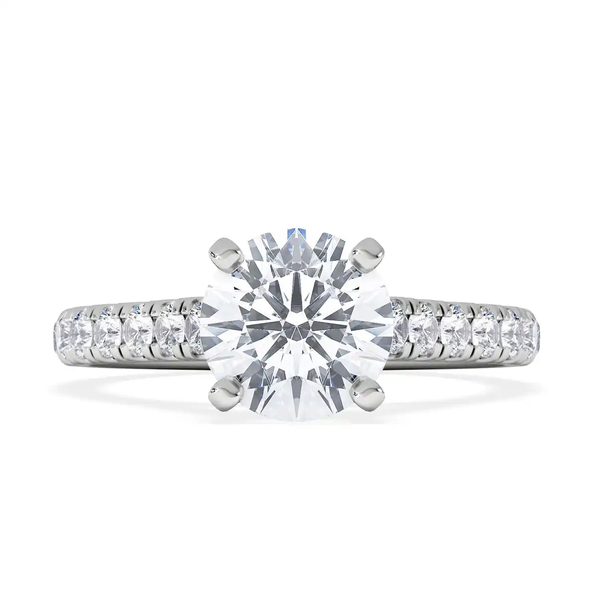 Natalia Lab Diamond Engagement Side Stone Ring 18KW Gold 2.00CT F/VS1