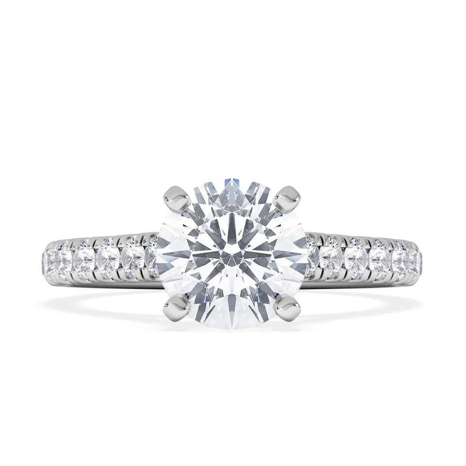 Natalia Lab Diamond Engagement Side Stone Ring Platinum 2.00CT F/VS1