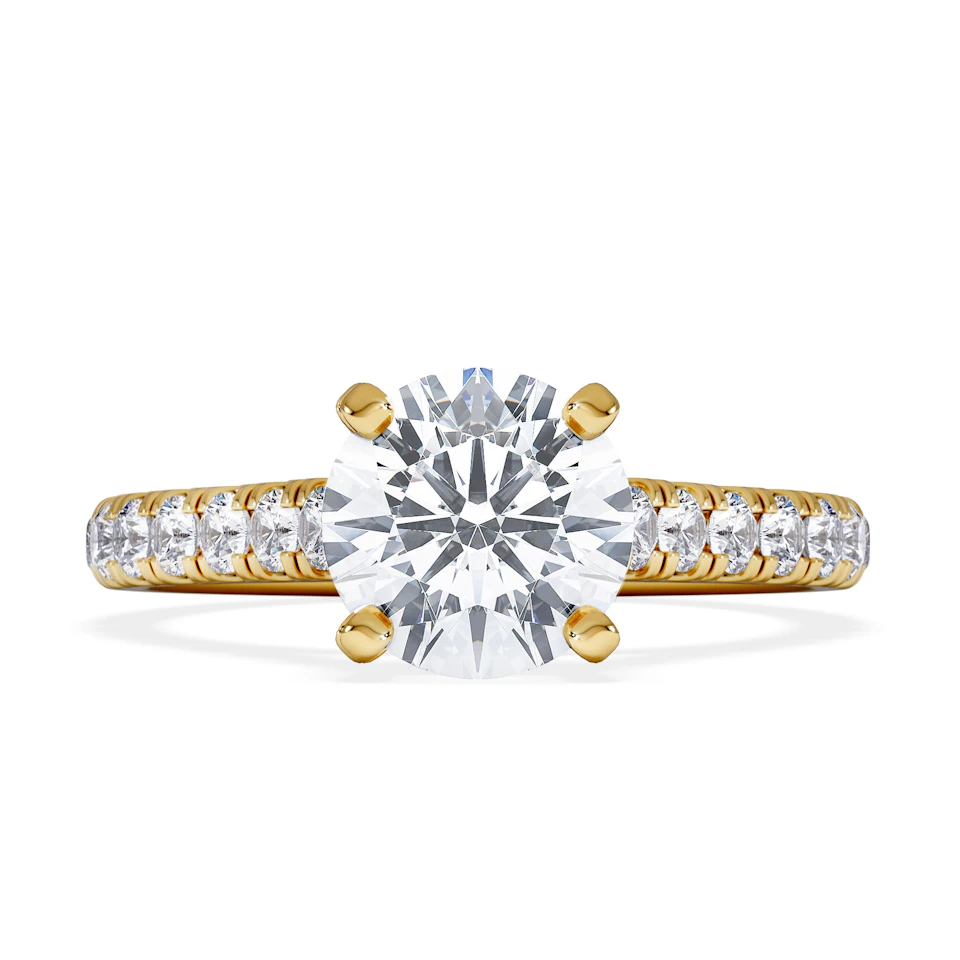 Natalia Lab Diamond Engagement Side Stone Ring 18K Gold 2.00CT F/VS1