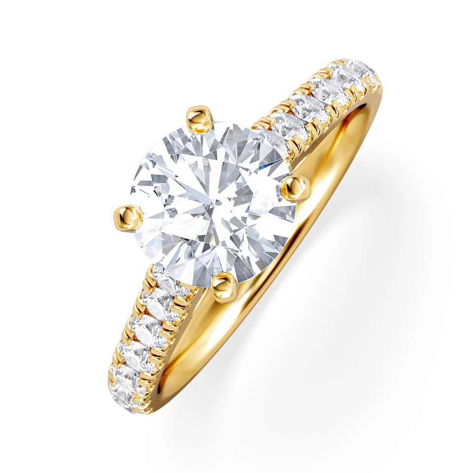 Natalia Lab Diamond Engagement Side Stone Ring 18K Gold 2.00CT F/VS1
