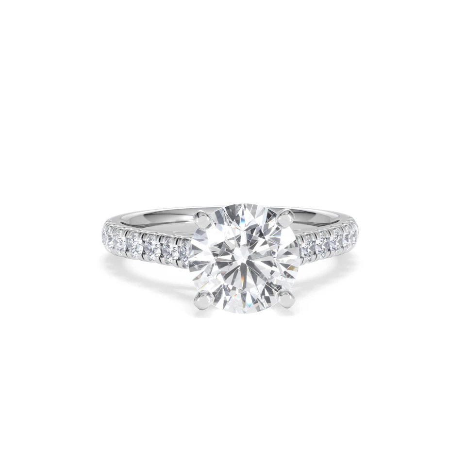 Natalia Lab Diamond Engagement Side Stone Ring 18KW Gold 2.50CT F/VS1