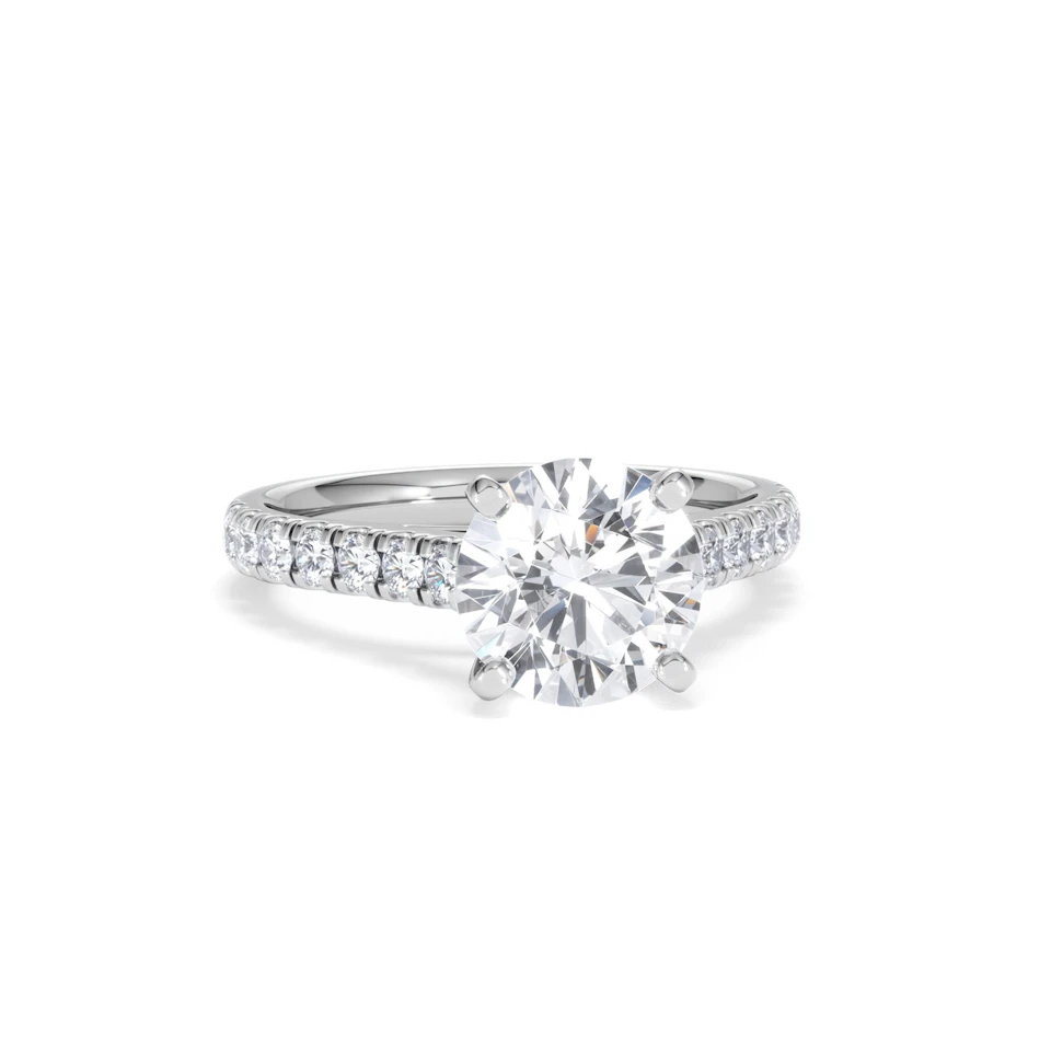 Natalia Lab Diamond Engagement Side Stone Ring 18KW Gold 2.50CT F/VS1