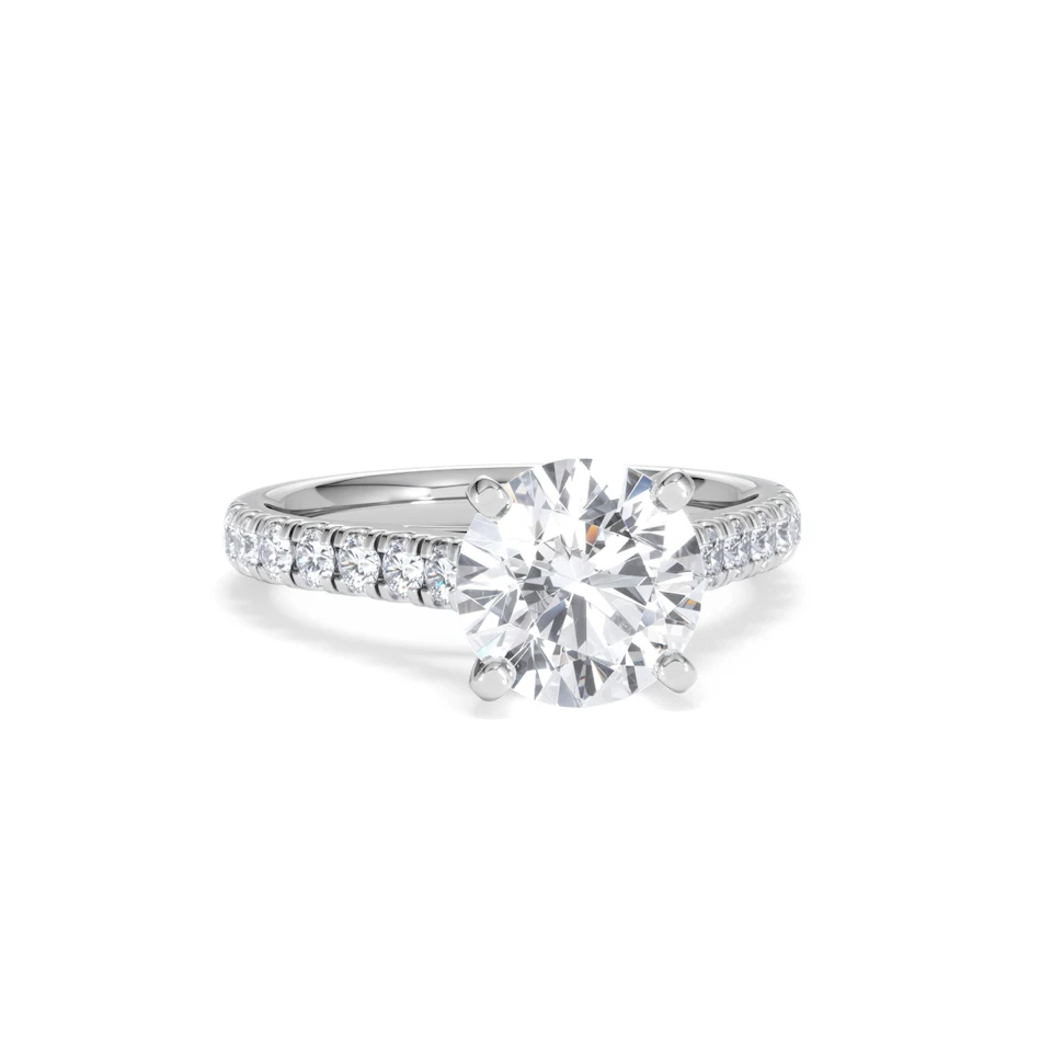 Natalia Lab Diamond Engagement Side Stone Ring Platinum 2.50CT F/VS1