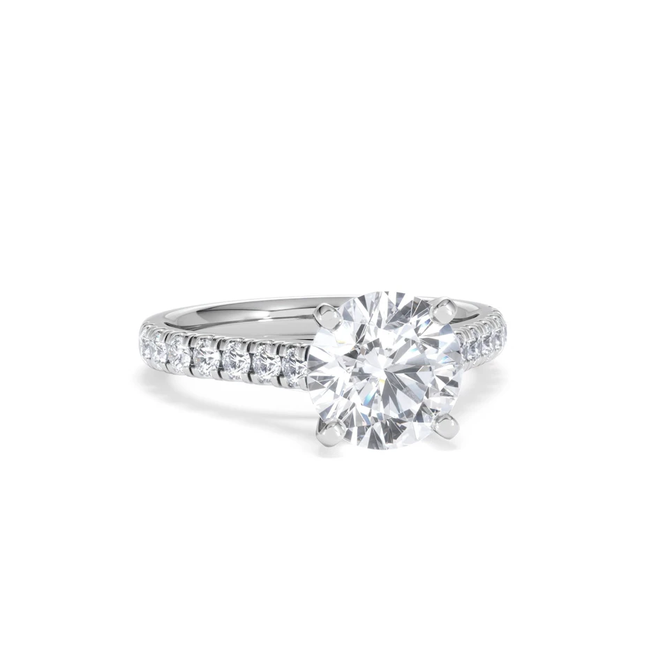 Natalia Lab Diamond Engagement Side Stone Ring 18KW Gold 2.50CT F/VS1