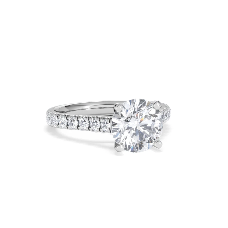 Natalia Lab Diamond Engagement Side Stone Ring Platinum 2.50CT F/VS1