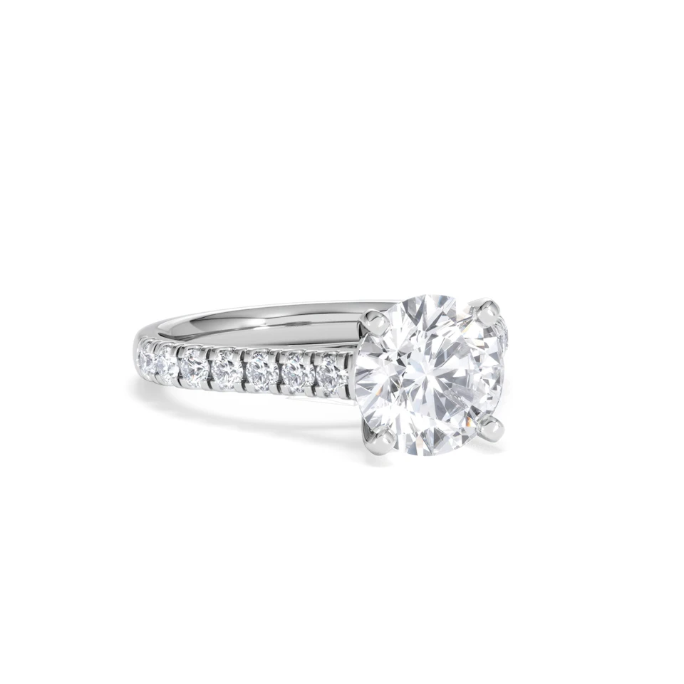 Natalia Lab Diamond Engagement Side Stone Ring 18KW Gold 2.50CT F/VS1