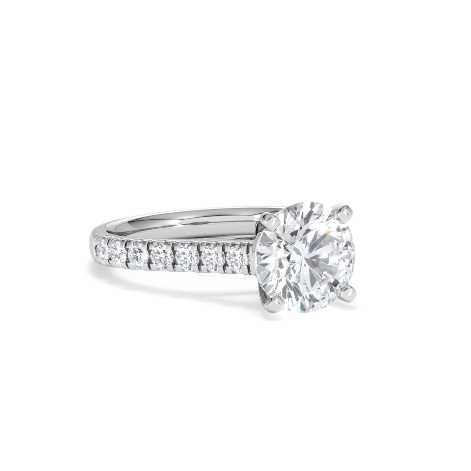 Natalia Lab Diamond Engagement Side Stone Ring 18KW Gold 2.50CT F/VS1