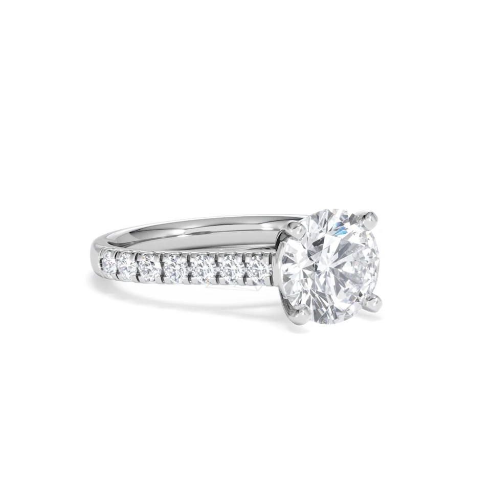 Natalia Lab Diamond Engagement Side Stone Ring 18KW Gold 2.50CT F/VS1