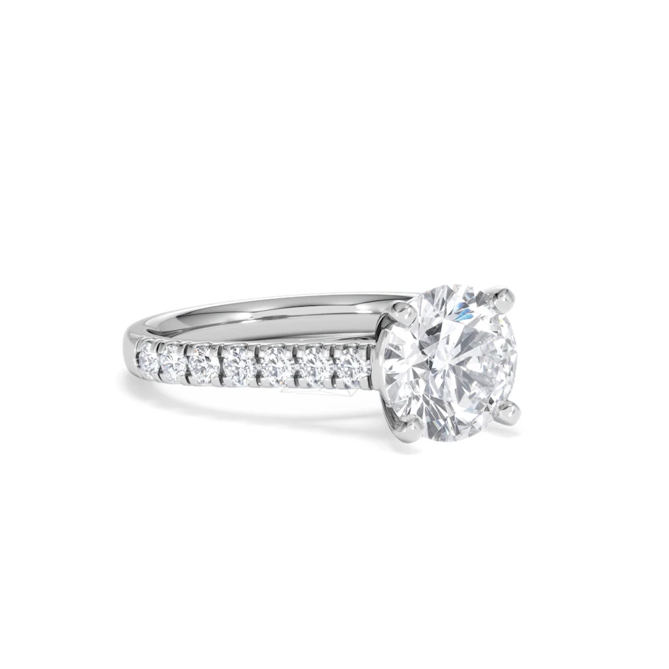 Natalia Lab Diamond Engagement Side Stone Ring Platinum 2.50CT F/VS1